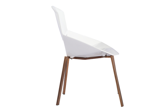 Nordic Style White Restaurant Chairs , Plastic And Wood Restaurant Lounge Chairs