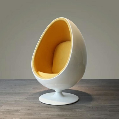 Mid - Century Modern Fiberglass Egg Chair White Shell And Fabric Upholstering