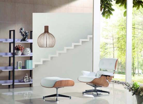 Sedie di salotto dell'hotel di Eames del cuoio genuino e progettazione contemporanea dell'ottomano di semplicità